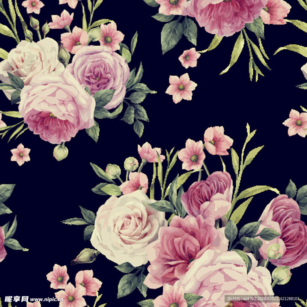 深色底花卉图案精美壁纸