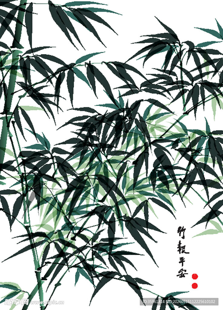 水墨风竹叶图