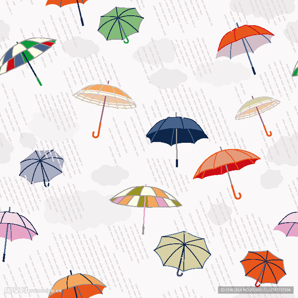 多彩雨伞图案背景