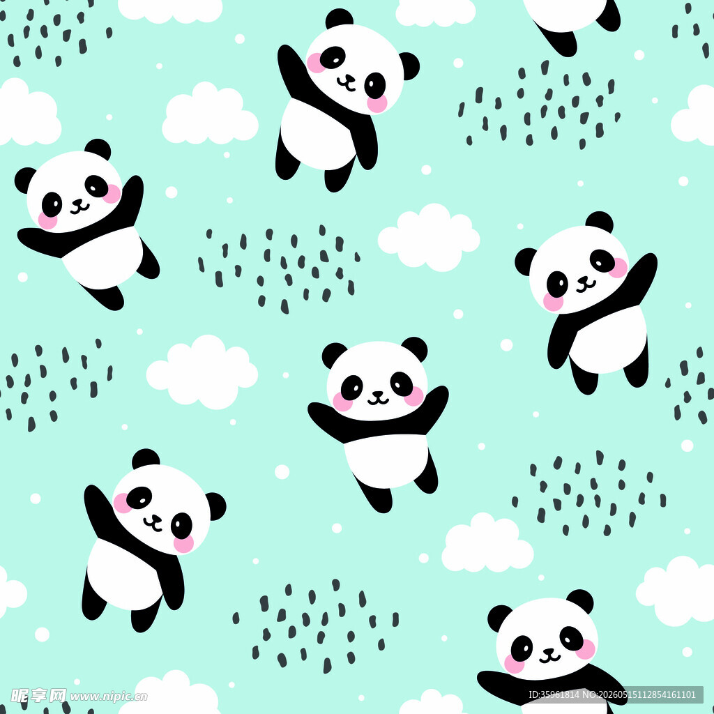 可爱熊猫图案背景