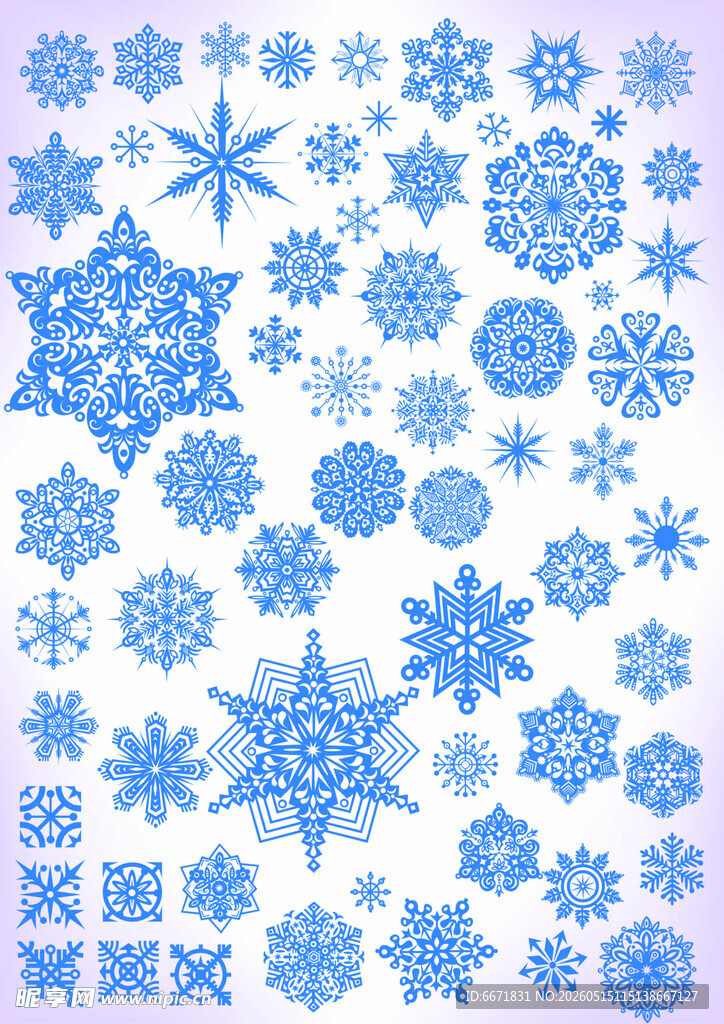 蓝色雪花图案素材集合