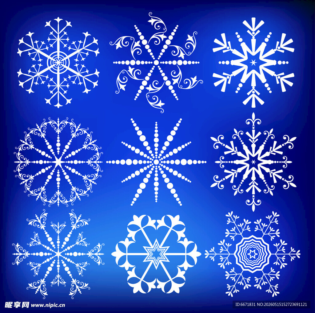 多样雪花图案 冬日之美