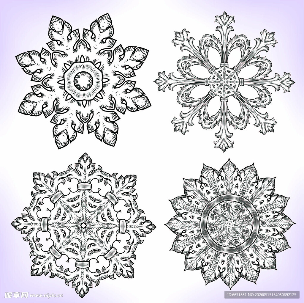 精致雪花图案设计素材