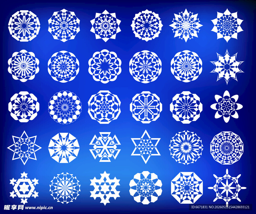精美蓝色雪花图案集合