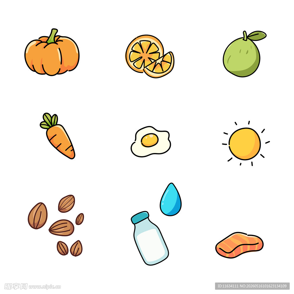 多样健康食物与元素集合
