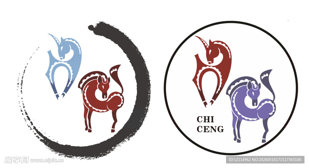 羊马图案剪影