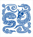 传统蓝白双龙纹图案