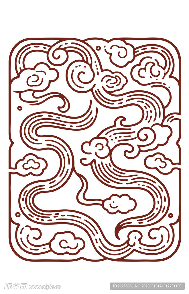 传统双龙纹中式吉祥图案