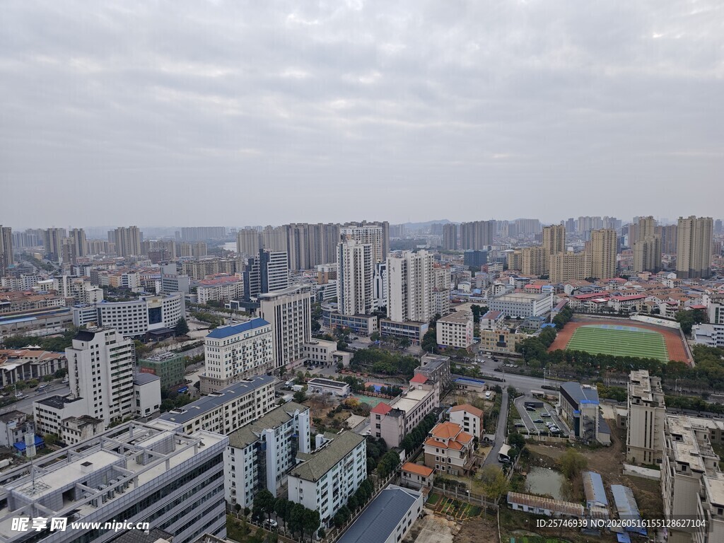 黄州城市俯瞰景象