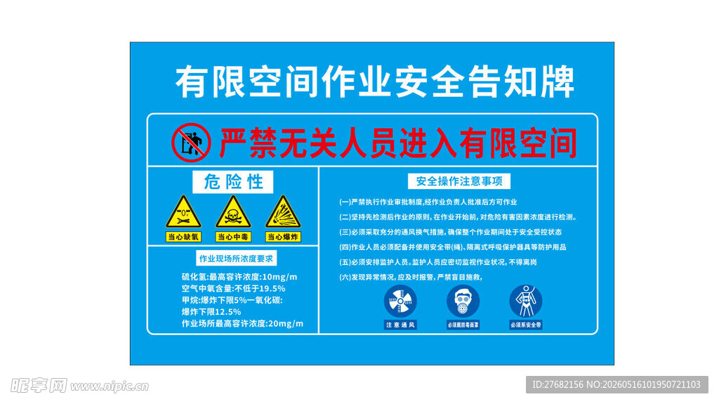 有限空间作业安全告知牌