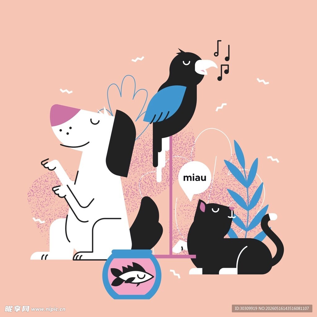 卡通猫狗