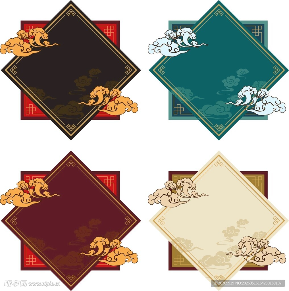 古风中式方形图案设计素材