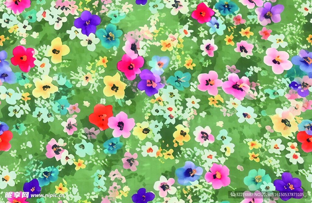 缤纷多彩的花卉图案 彩色花数码