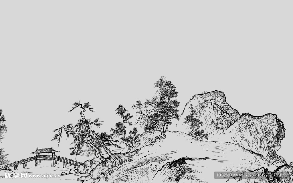 水墨山水风景图