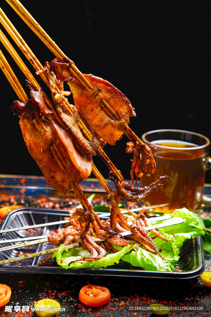 美味烤鱿鱼串