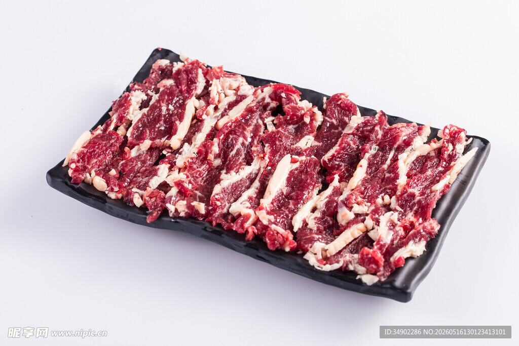 新鲜牛肉片摆盘展示