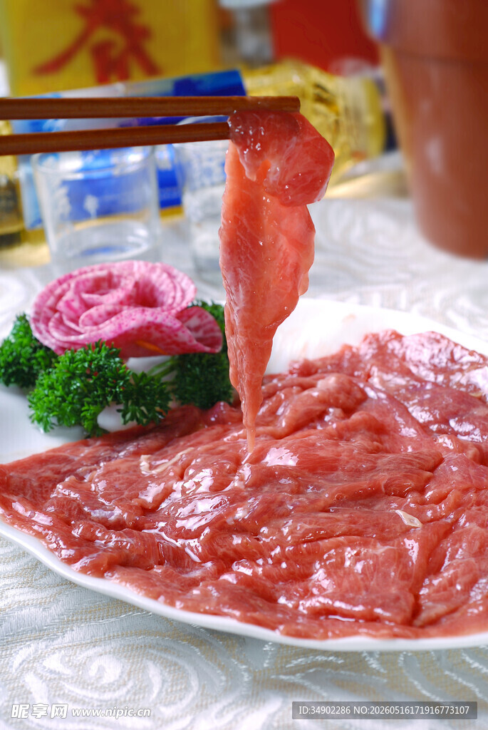 鲜切牛肉火锅食材展示