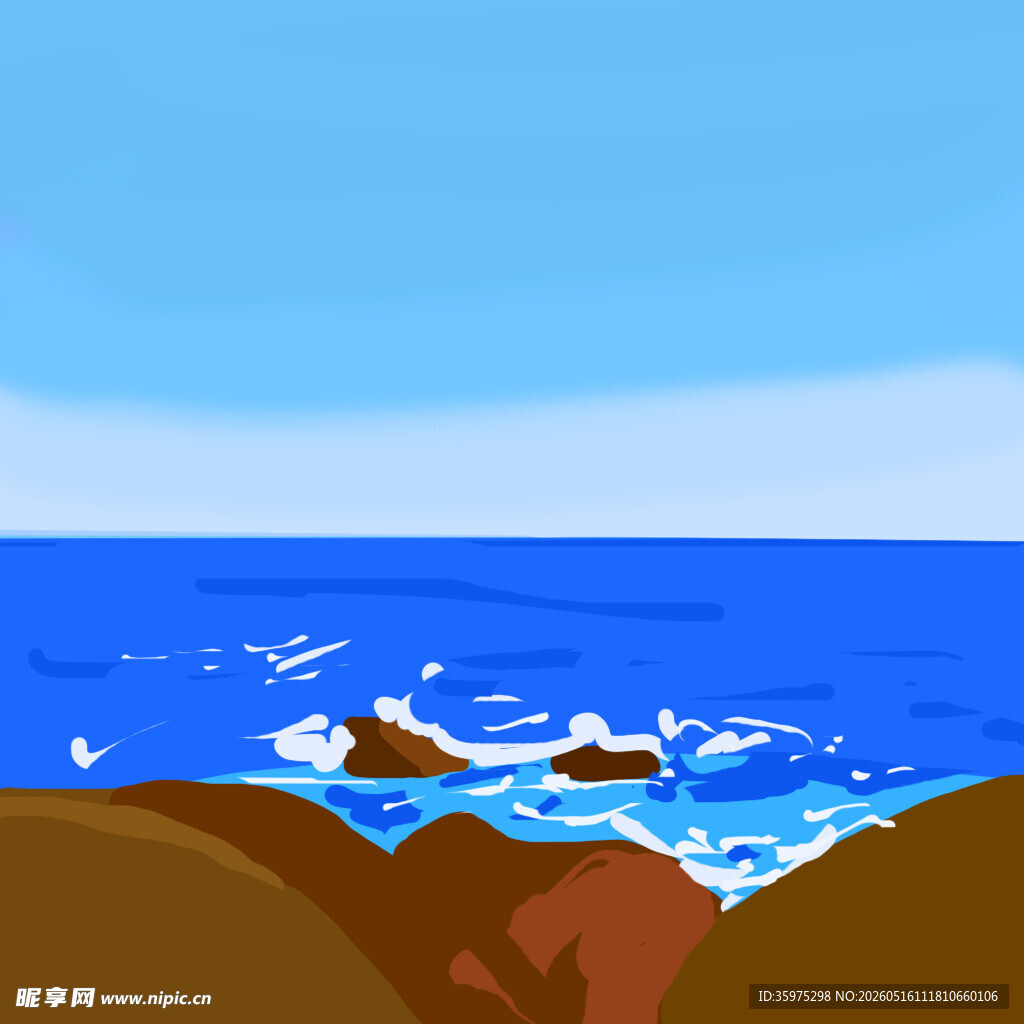 海边礁石与蓝色海洋景观