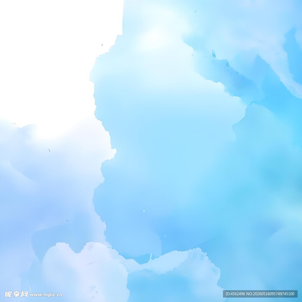 梦幻蓝色水彩风天空背景