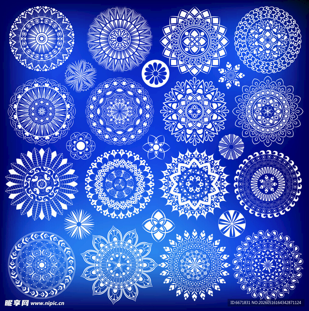 蓝色雪花图案装饰