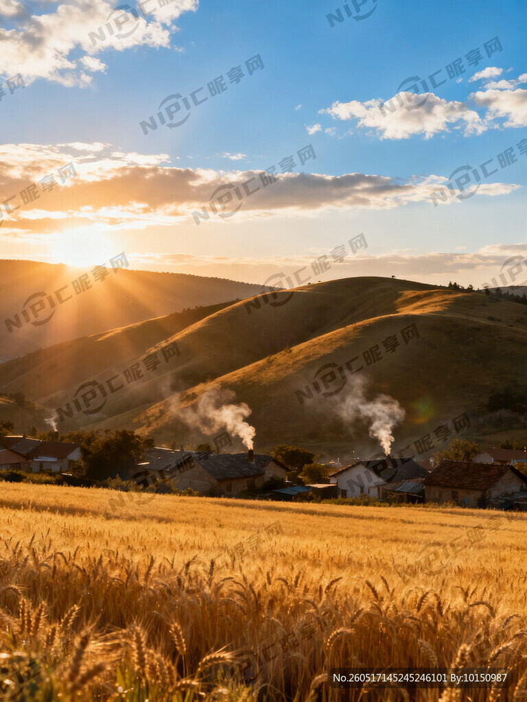 生成一副光芒万丈的蓝天白云