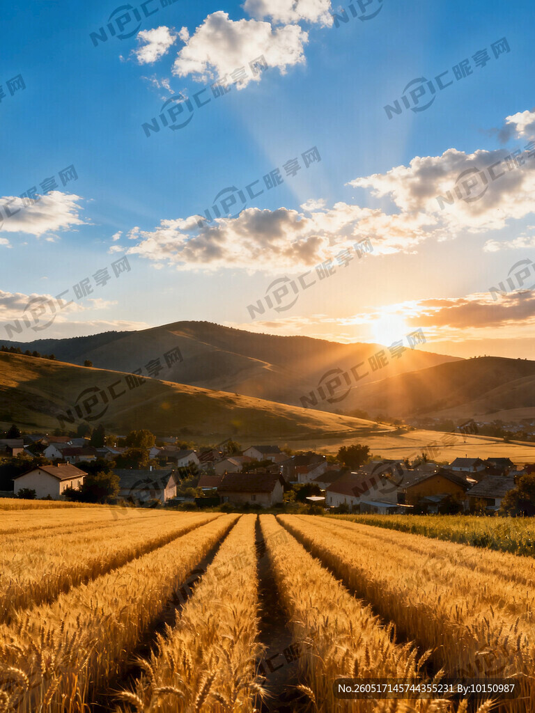 生成一副光芒万丈的蓝天白云