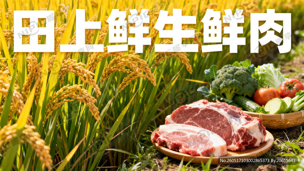 田地 稻谷 生鲜肉和菜  