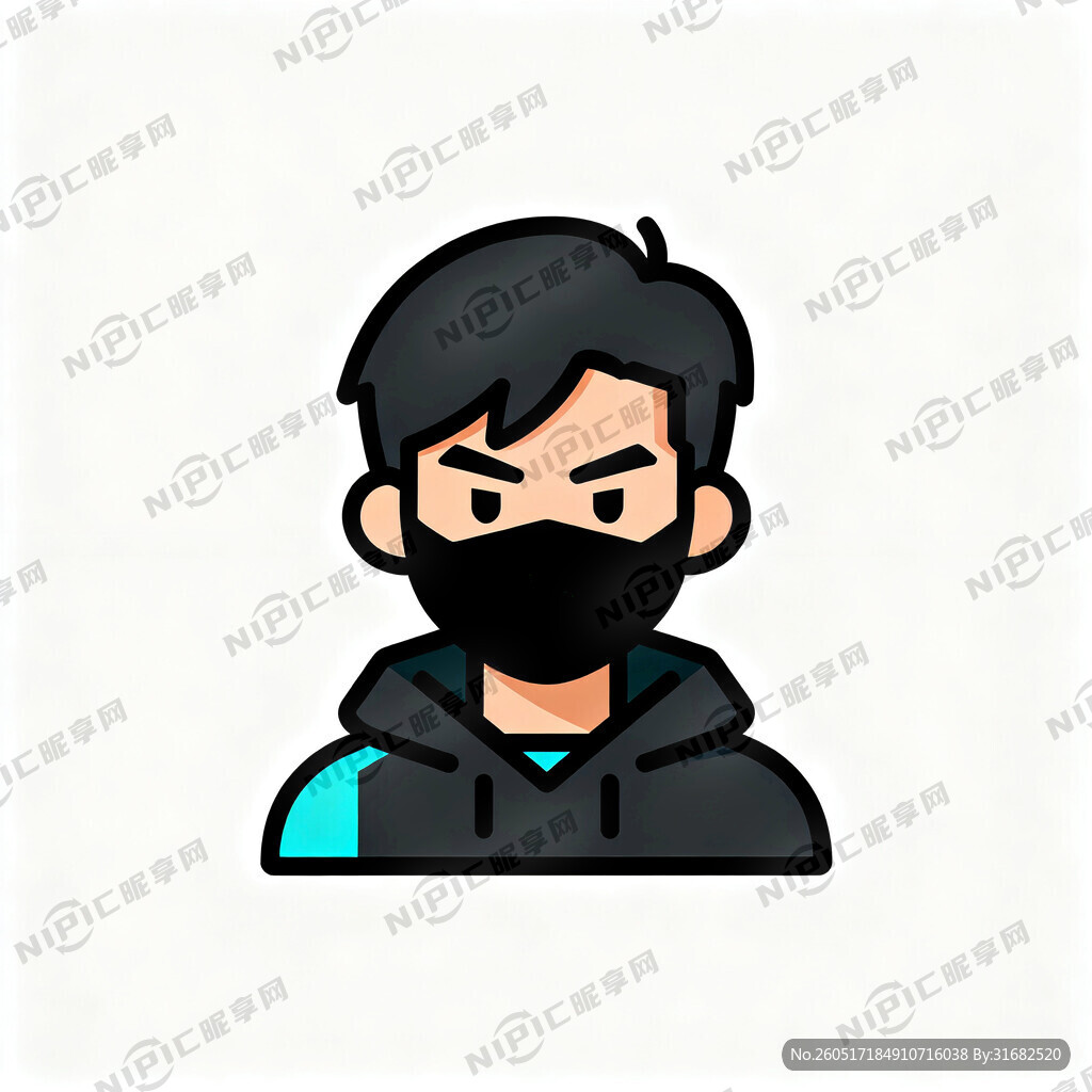 黑客 东方男性 表情神秘 卡通