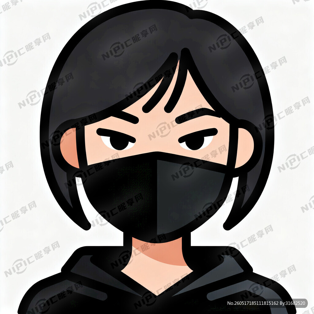 黑客 东方女性 表情神秘 卡通