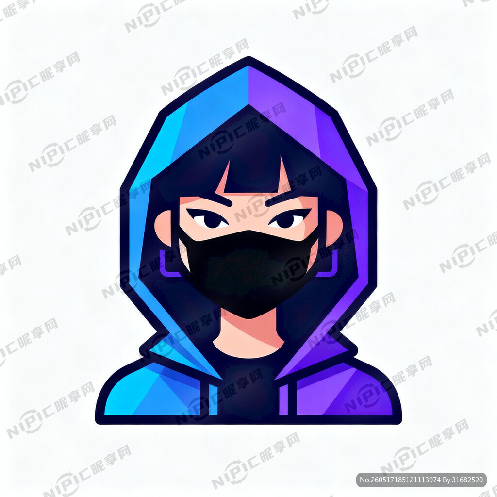 黑客 东方女性 表情神秘 卡通