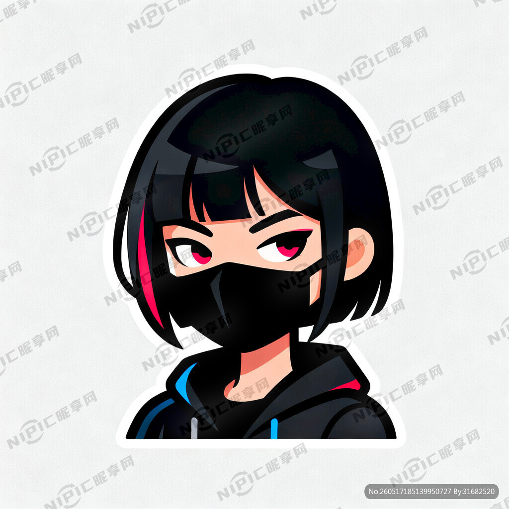 黑客 东方女性 表情神秘 卡通