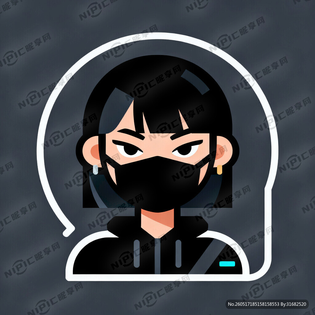 黑客 东方女性 表情神秘 卡通
