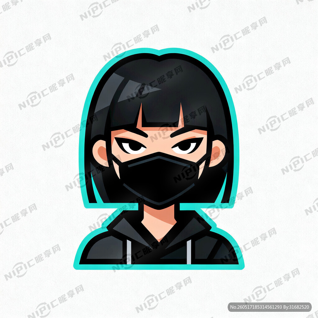 黑客 东方女性 表情神秘 卡通