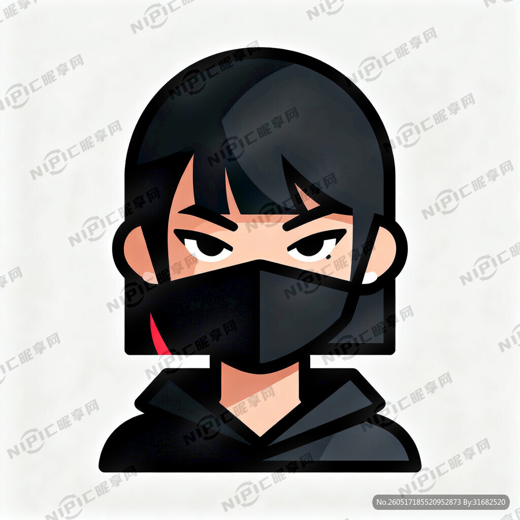 黑客 东方女性 表情神秘 卡通