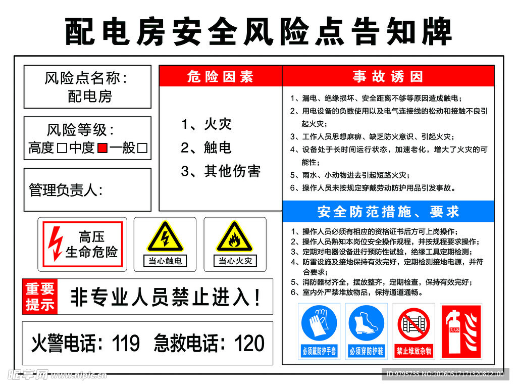 配电房安全风险点告知牌