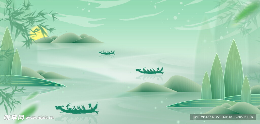 端午节手绘插画背景