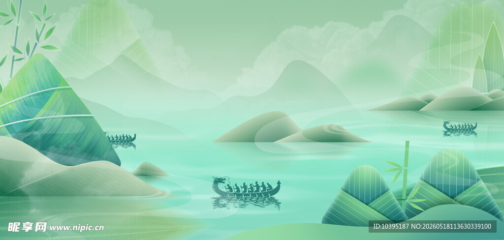 端午节手绘插画风海报背景