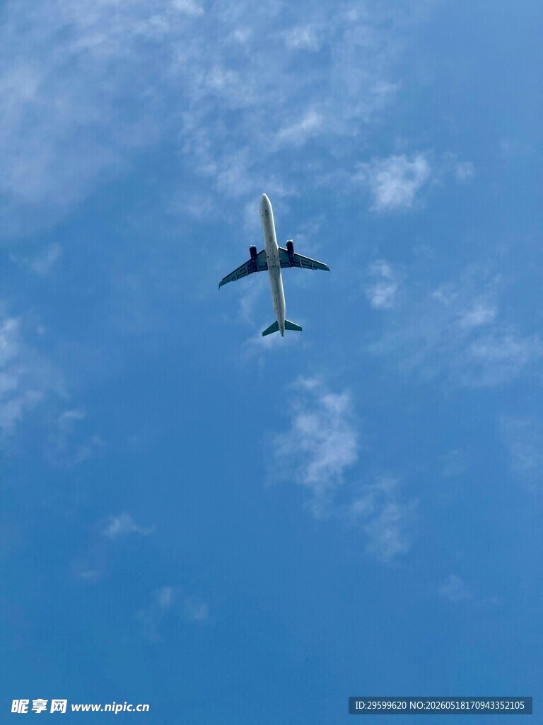 蓝天中翱翔的飞机