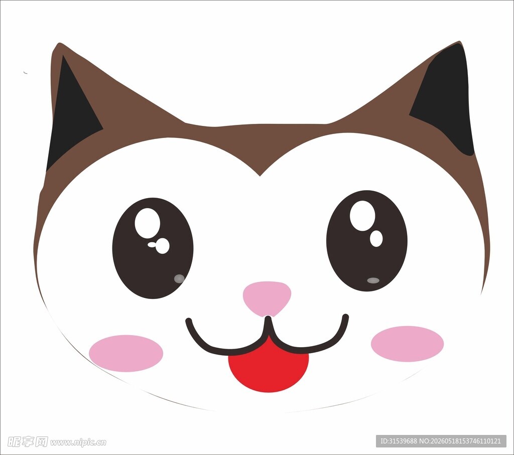 可爱卡通猫头插画矢量图