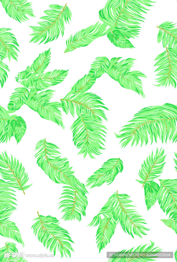 绿色热带植物叶片图案