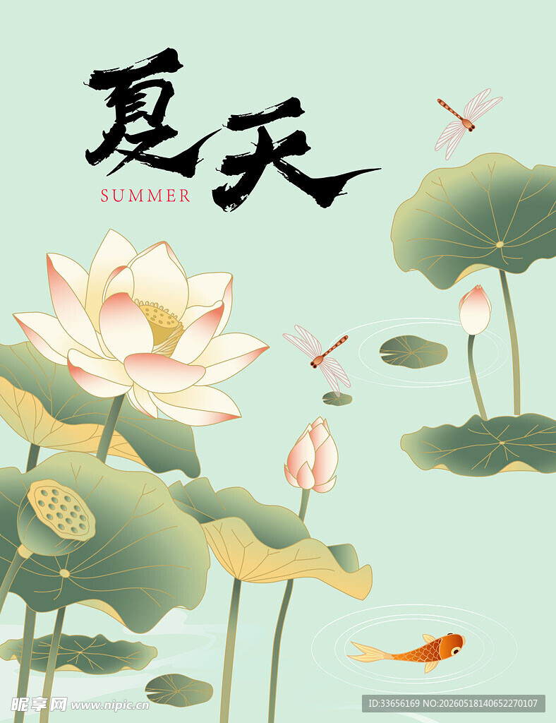 夏日荷花图