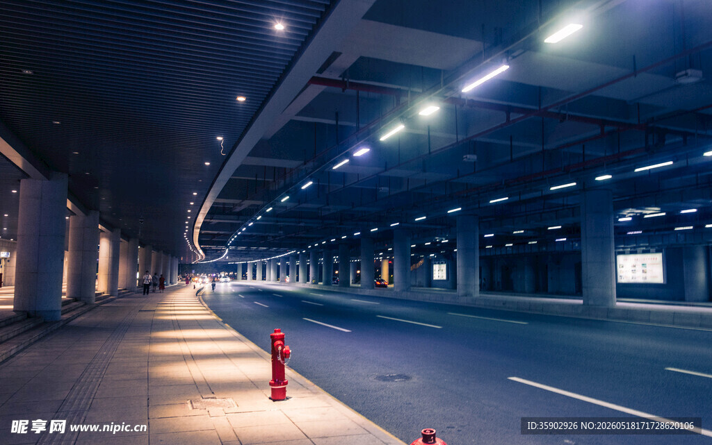 夜晚城市高架桥道路景观