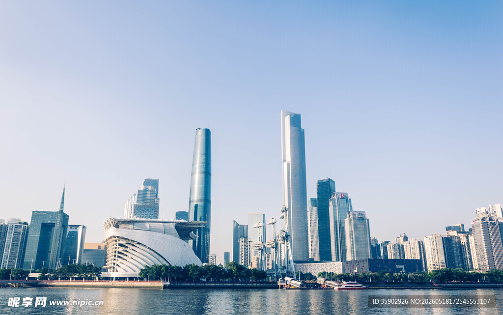 现代都市滨水天际线景观