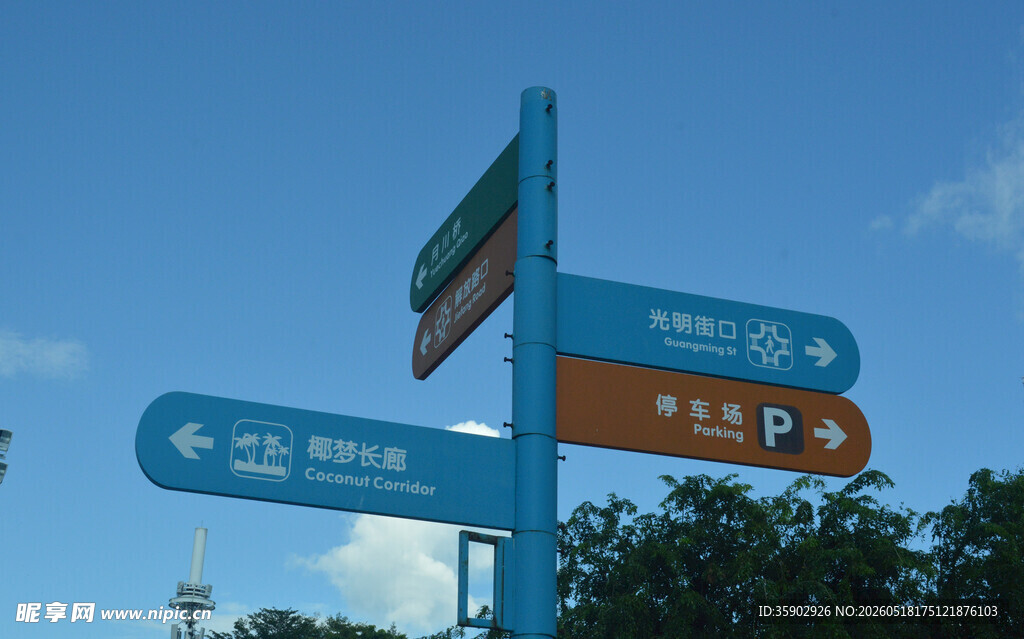 户外多方向指示路标
