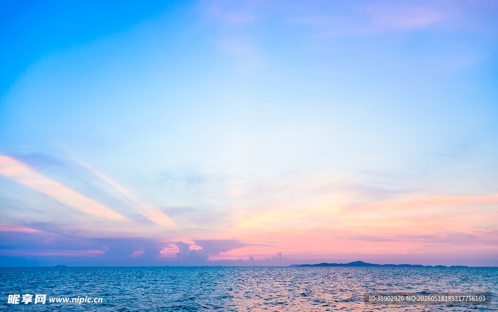 海边绚丽晚霞海景图