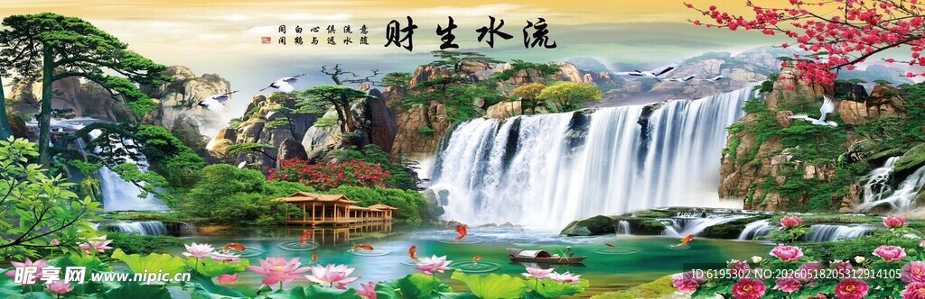 中式美景山水画