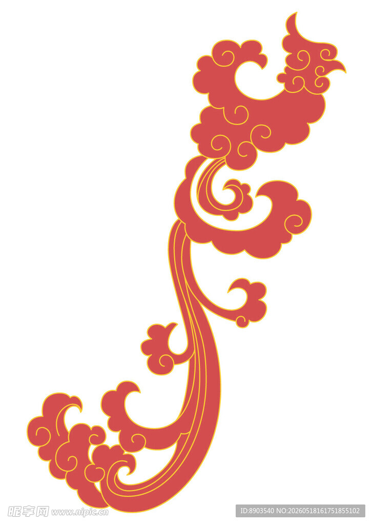 中式传统红色凤凰花纹饰