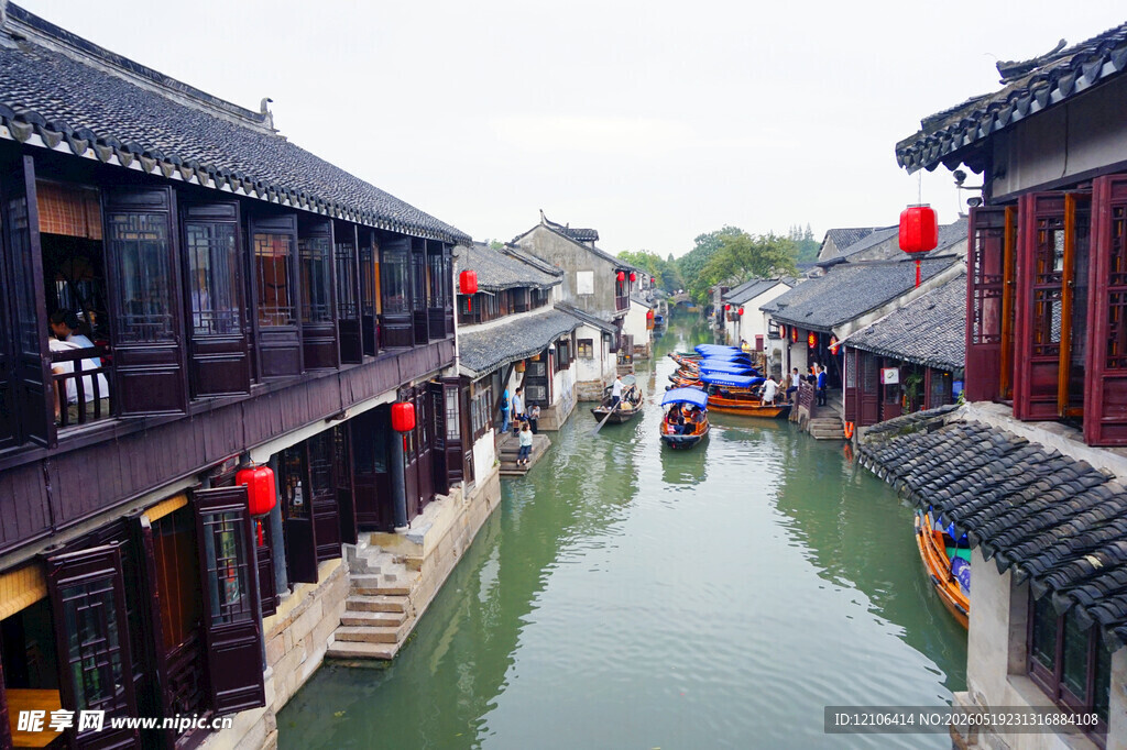 江南水乡古巷河道美景