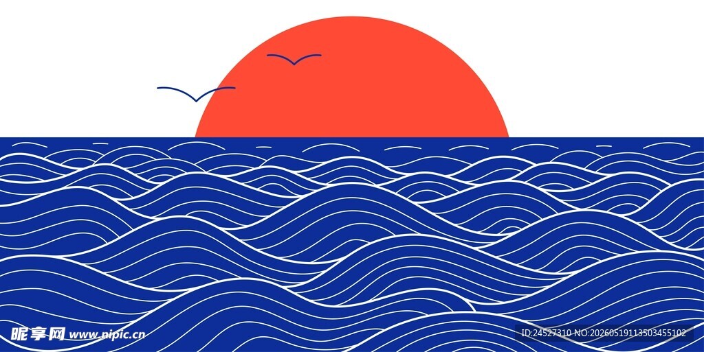 海上日落插画