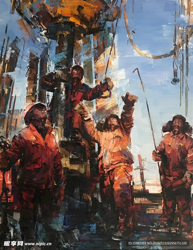 石油工人油画